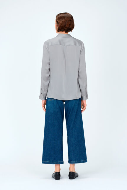 chemise jeanne b 100% soie gris clair femme