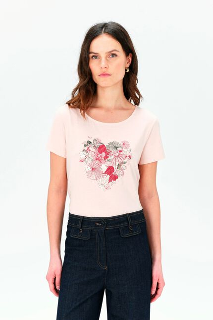 T-shirt Toutes à l'école taxime heart rosa madreperla donna