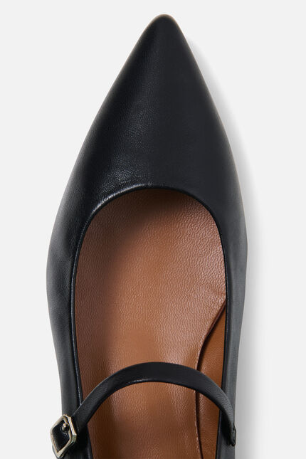 Ballerines Alissa en cuir naturel noir femme