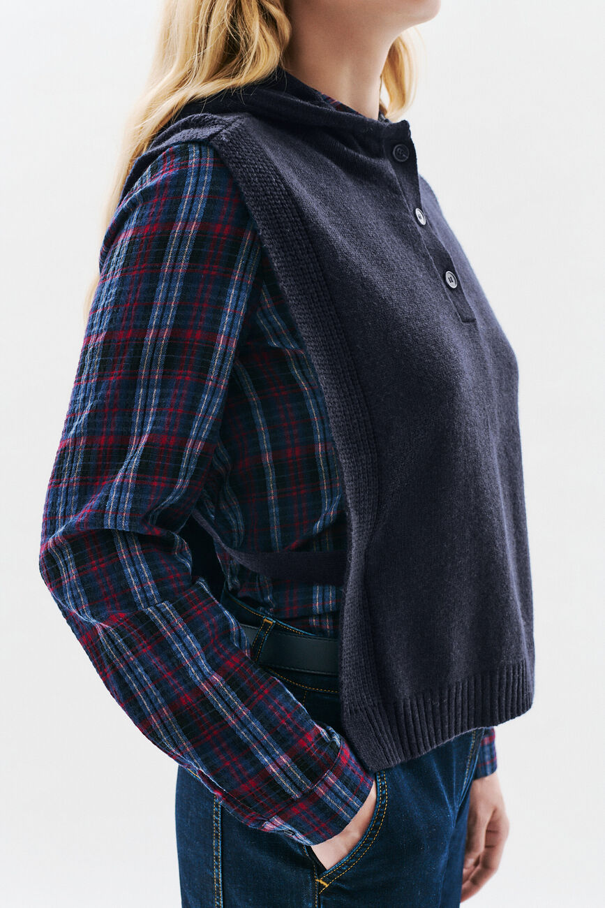 Poncho Yseo bleu marine femme