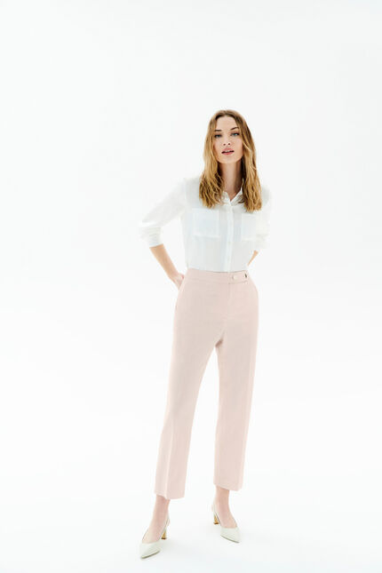 Pantalon pencette rose clair femme