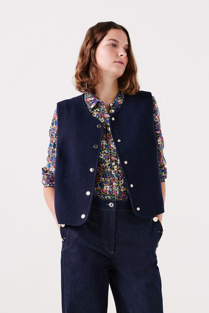Veste virgule bleu marine femme