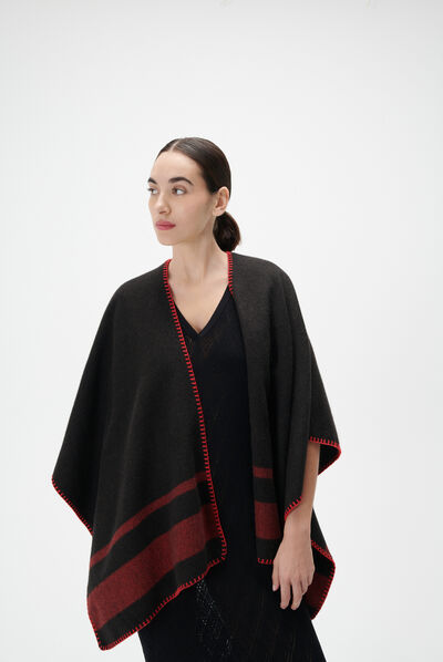 Poncho hared rouge femme