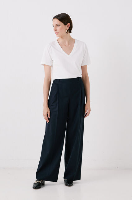 Pantalon papillon bleu marine femme