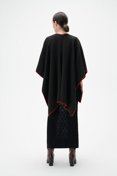 Poncho hared rouge femme
