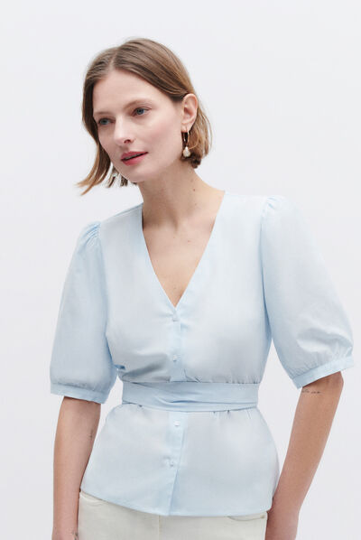 Camisa Ariane azul céu mulher