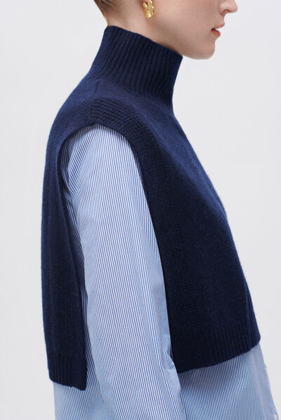Poncho ysee azul-marinho mulher