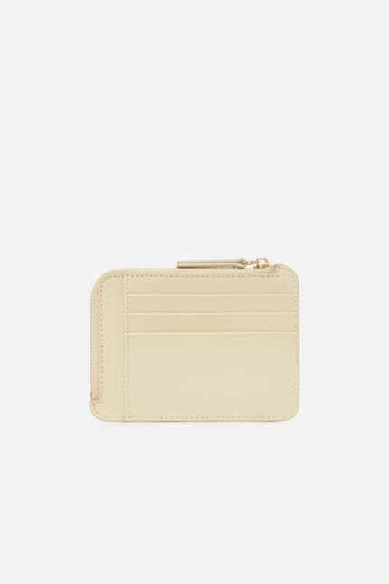 Porte-cartes stanley en cuir naturel ecru femme