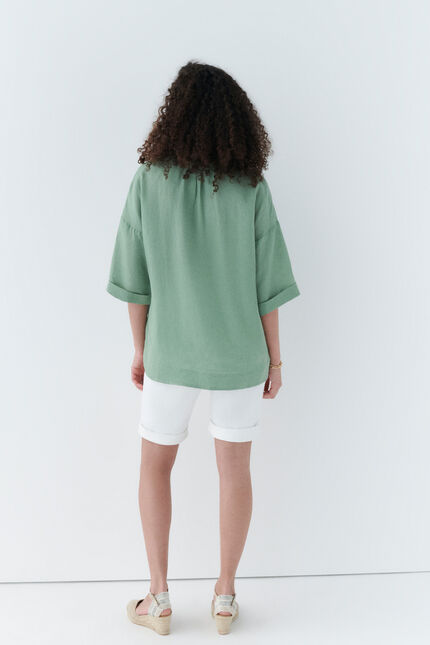 Blouse caliseo 100% lin vert clair femme