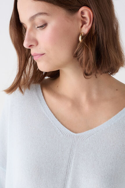 Maglione Mthelmina 100% cashmere celeste donna