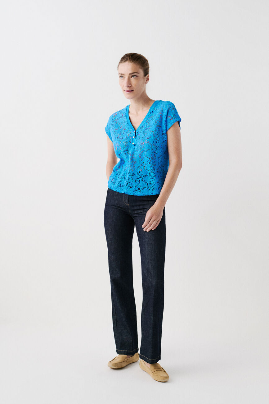 tnoe T-shirt turquoise blue woman