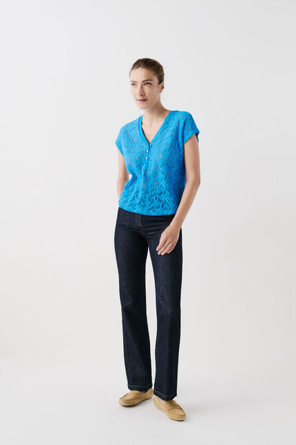 T-shirt tnoe bleu turquoise femme