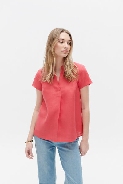 Blusa Kat 100% linho rosa mulher