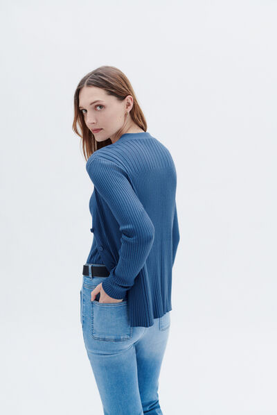 Gilet marine denim stone femme