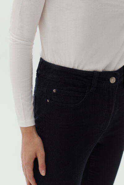 Pantalón Chicago de terciopelo azul marino mujer