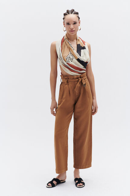 pantalon terra orange fonce femme