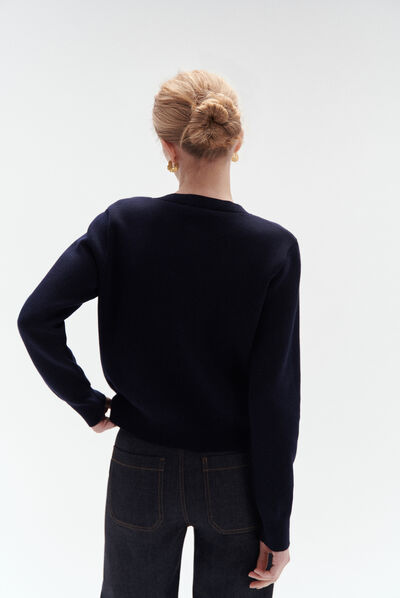 gilet nicolas à boutons blason bleu marine femme