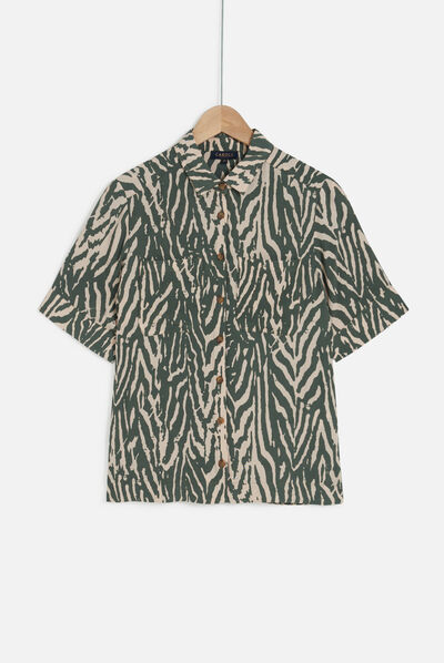 Chemise zuma zébrée vert kaki femme