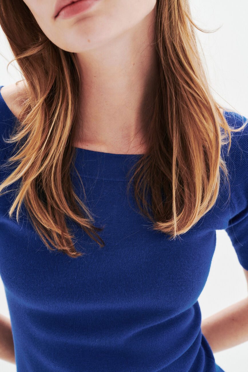 Dunne trui Malone met boothals koningsblauw vrouw
