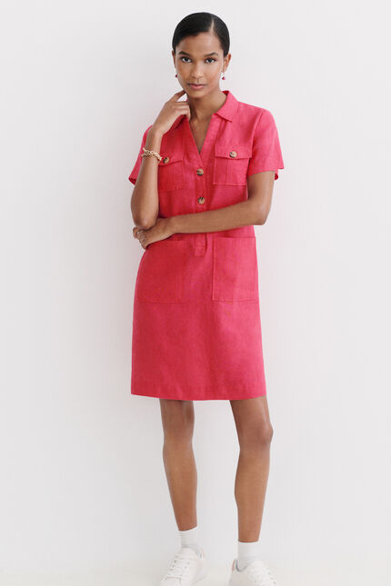 robe laure 100% lin rose fushia femme