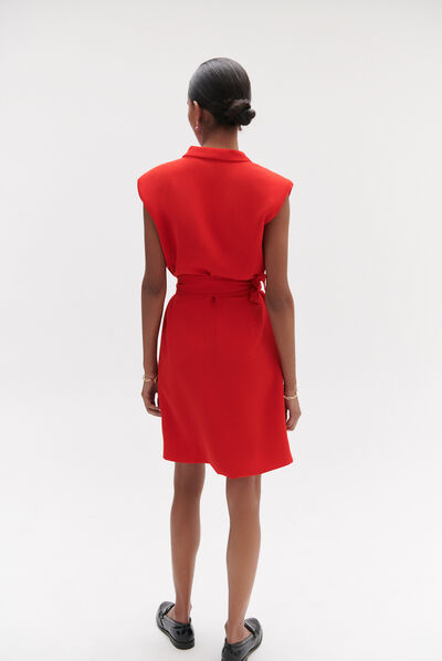Robe zina cache-cœur rouge femme