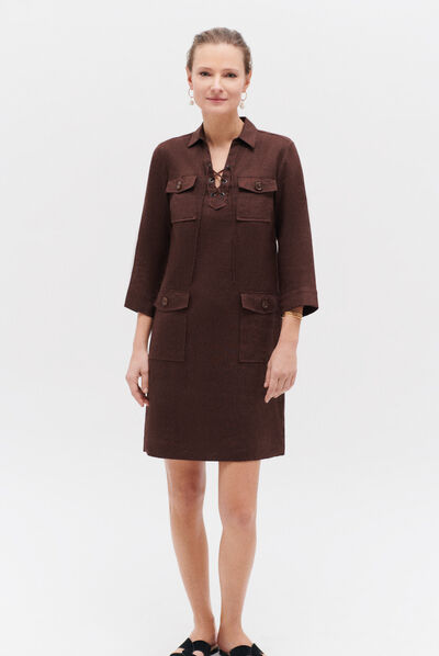 robe meyer 100% lin marron fonce femme