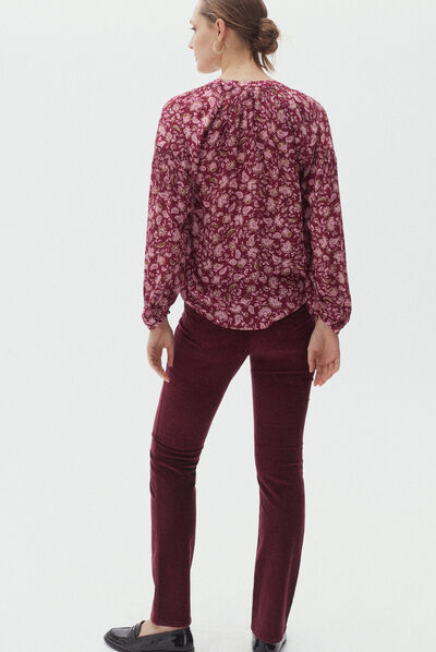 Fluwelen broek Chicago bordeaux vrouw