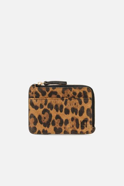 Porte-cartes Stanley4 en croûte de cuir camel femme