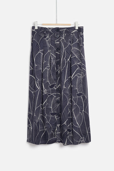 Jupe malo boutonnée bleu marine femme