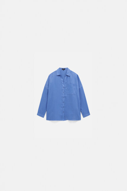 Camicia Sandy oversize 100% lino blu viola donna