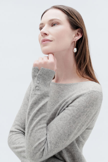 Trui mzoan 100% kasjmier lichtgrijs vrouw