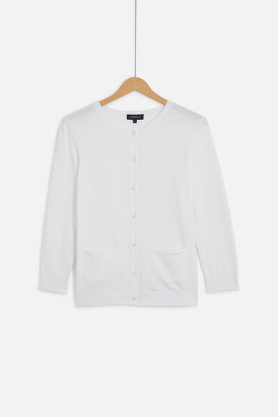 Cardigan cary à boutons perlés blanc femme