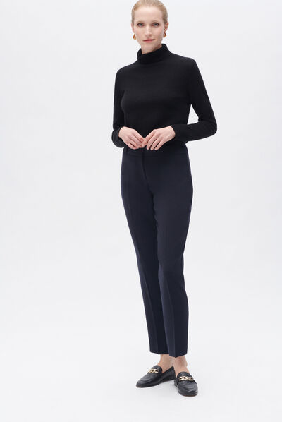Broek Pgautier marineblauw vrouw