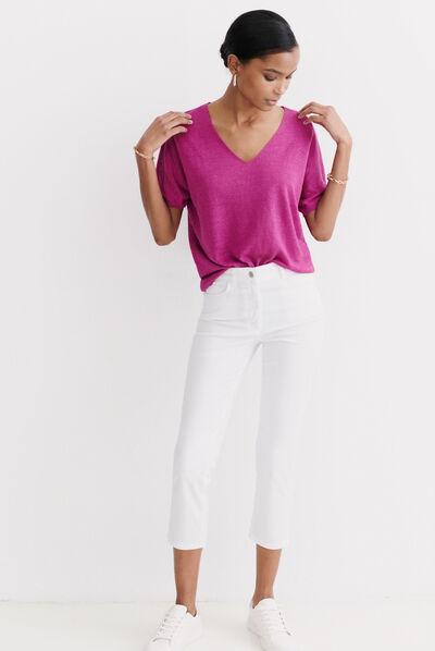 pull milane 100% lin violet femme