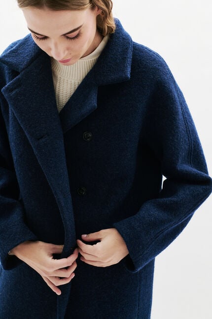 Manteau Gerome 2 100% laine bleu marine femme