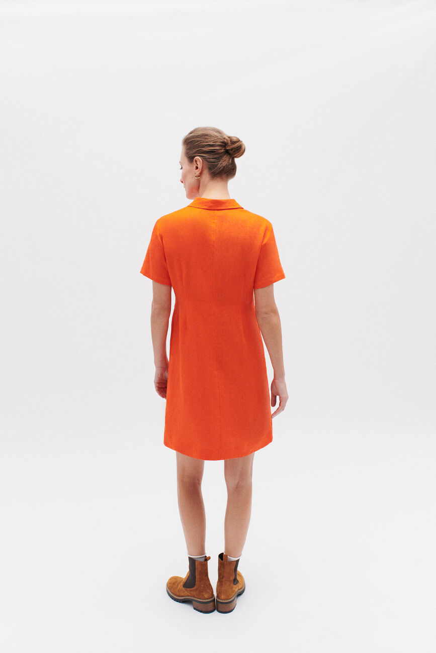 robe laure 100% lin orange femme
