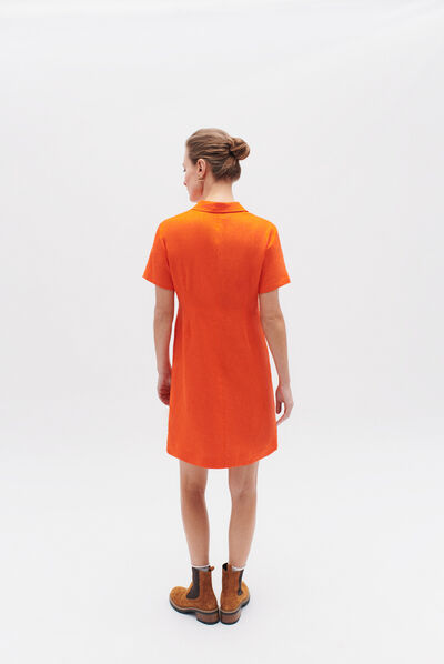 robe laure 100% lin orange femme