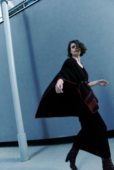 Poncho hared rouge femme