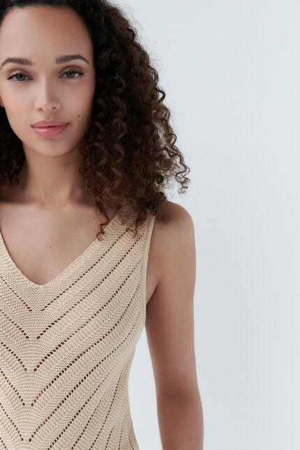 Pull manel beige femme
