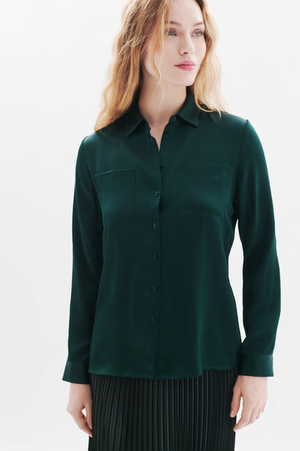 chemise jeanne b 100% soie vert foncé femme