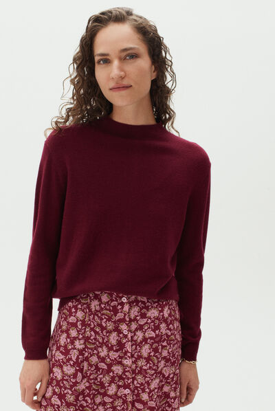 pull vera 100% laine bordeaux femme