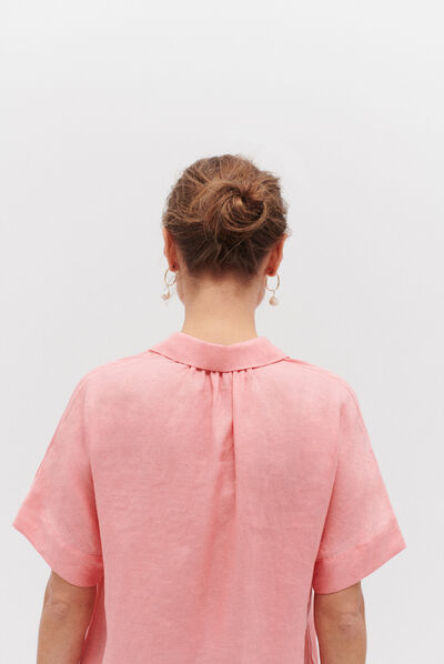 Blusa Sonia 100% lino rosa corallo donna