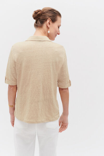 chemise estela 100% lin beige femme