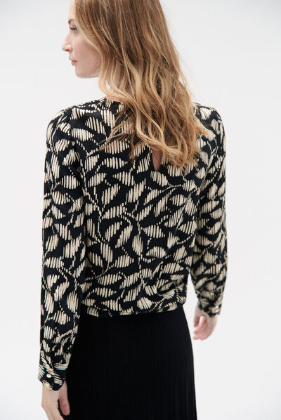 Blusa Lena a motivi nero donna
