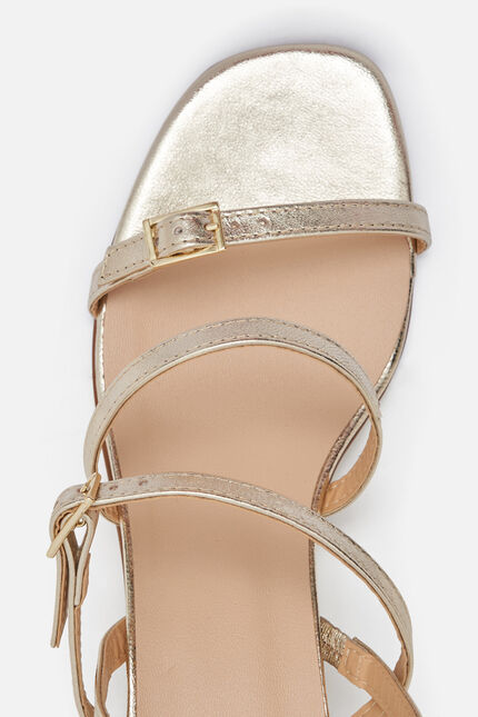 Sandalias Elodie2 de cuero natural color oro mujer