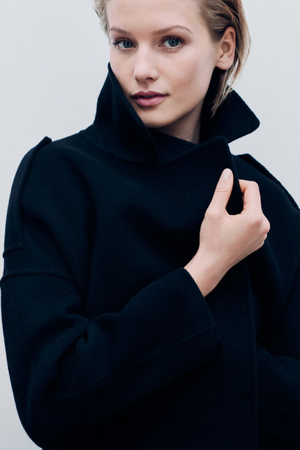 Manteau geant 100% laine noir femme