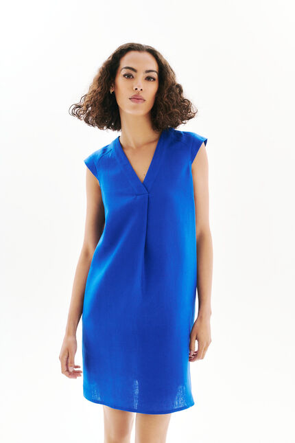 robe pamela 100% lin bleu femme