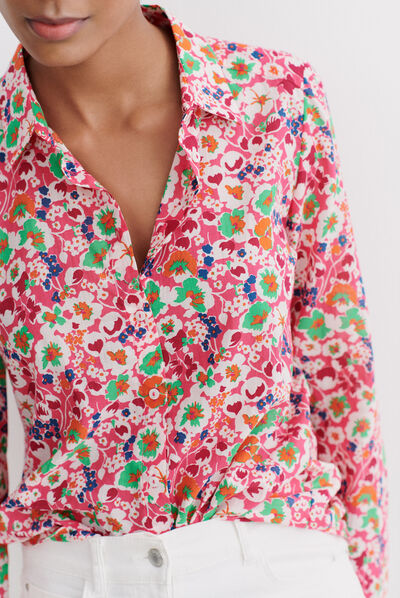 chemisier jessica fleurs rose fushia femme