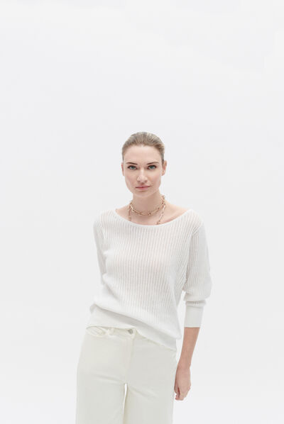 Pull mcleo blanc femme