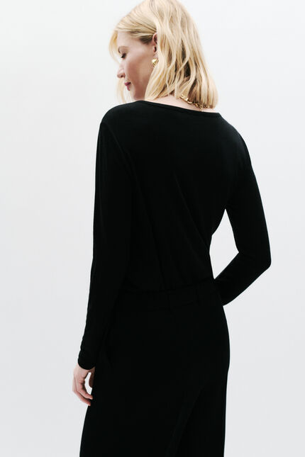 Camiseta Taiba mistura de lã preto mulher